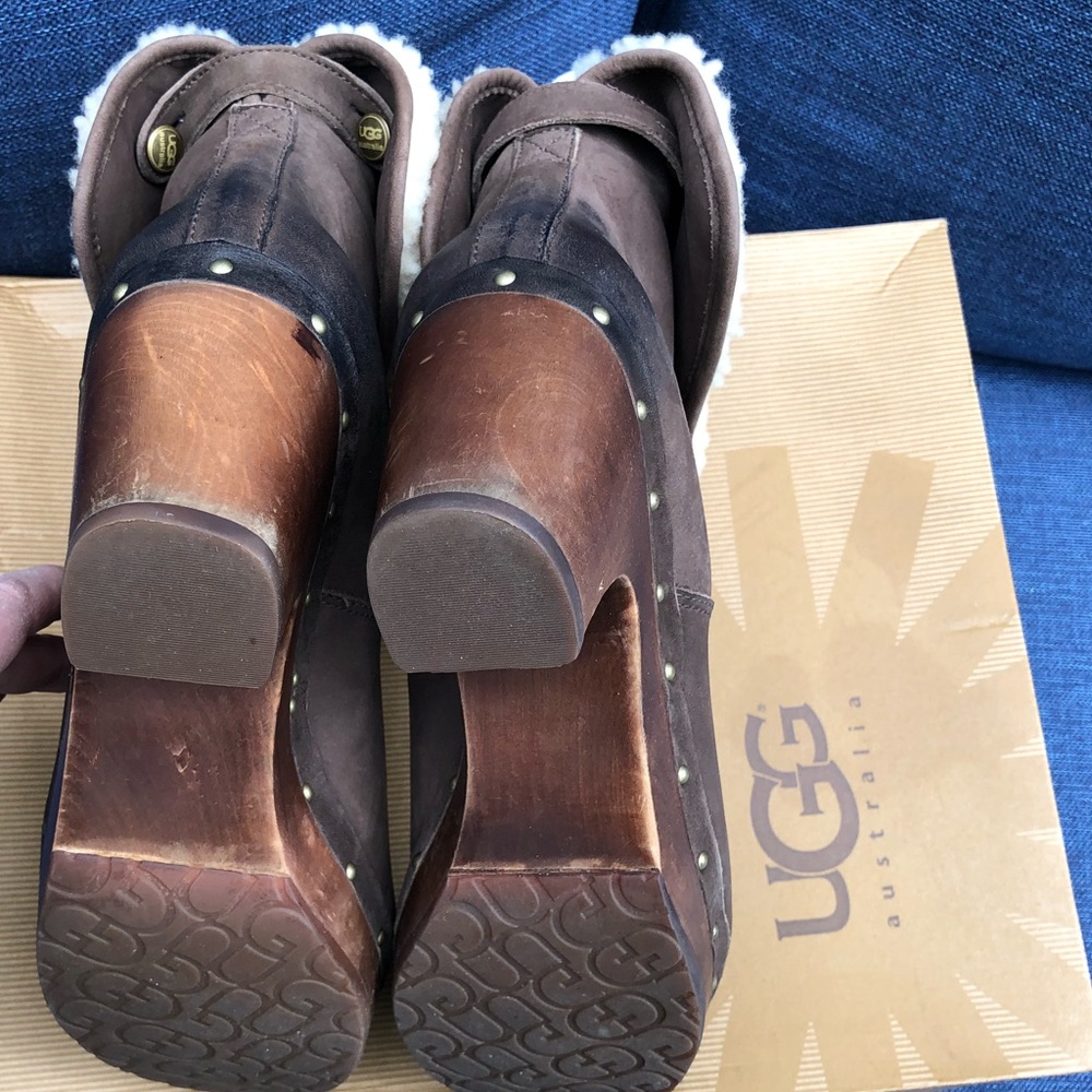 Ugg Leather Sherpa Clog Platform Boot - image 3